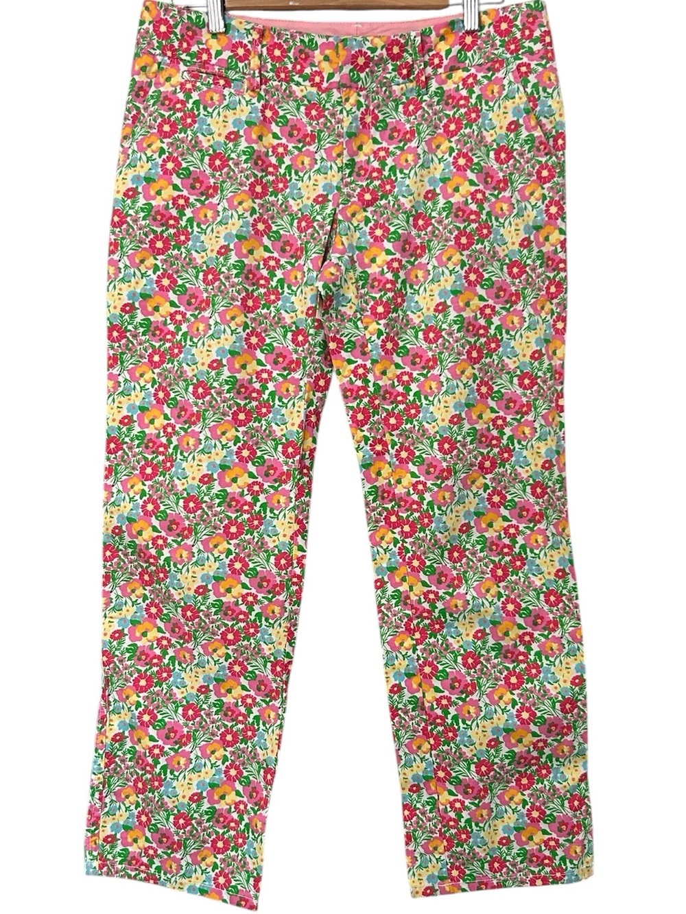 Lilly Pulitzer Whitney Pants Lil Garden Floral Print Sz 4 Coastal Resortwear